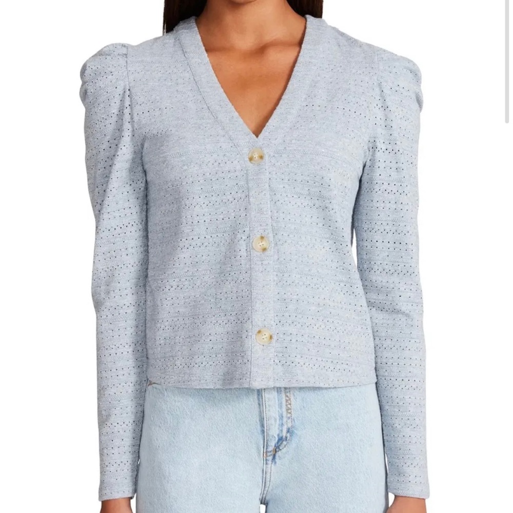 BB Dakota x Steve Madden Before You Sleeve Cardigan in Blue Denim SMALL